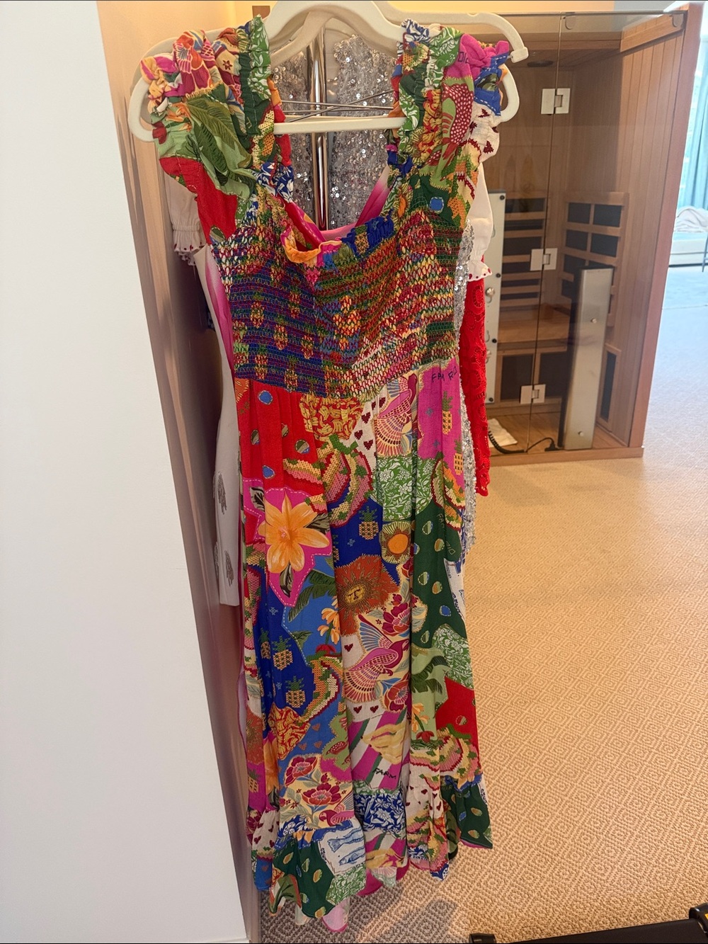 FARM Rio Vibrant Multicolor Floral Patchwork Maxi Dress - Picture 2 of 3